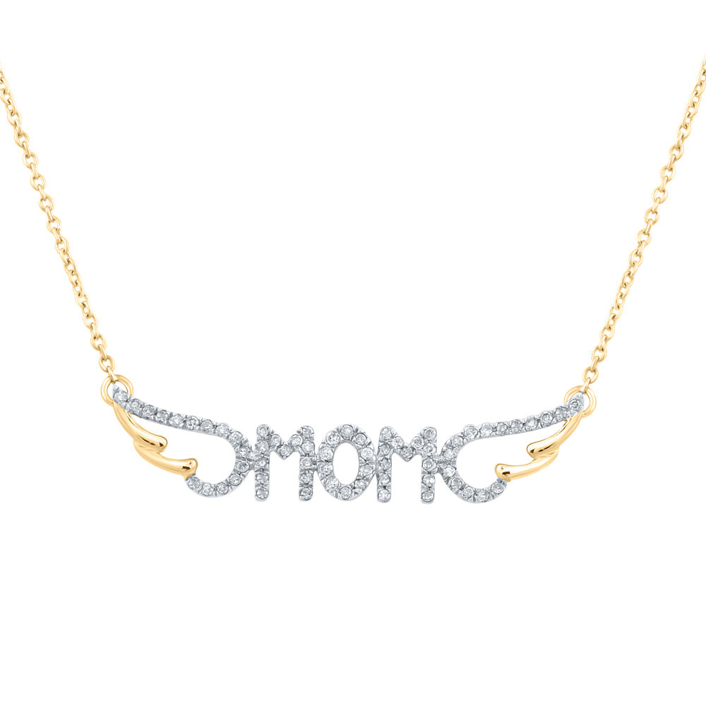10K Yellow Or White Or Rose Gold Womens Round Diamond Mom Necklace