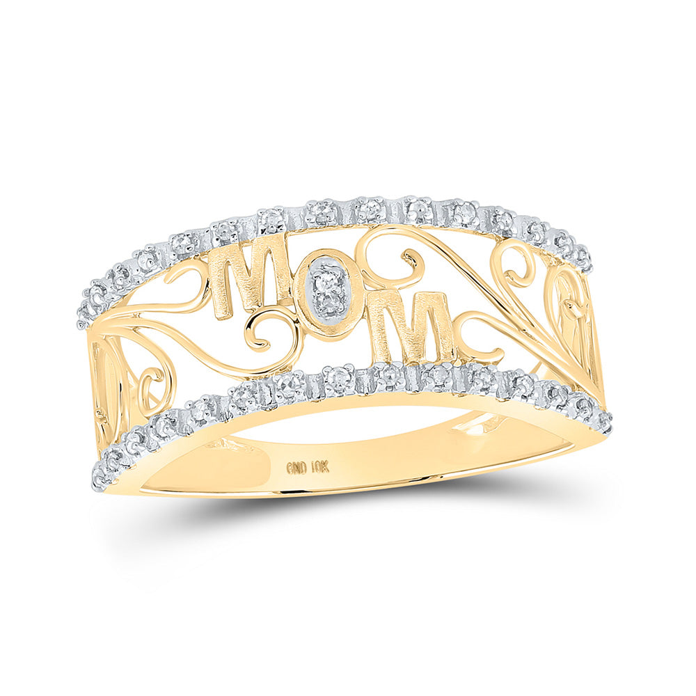 10K Yellow Or White Or Rose Gold Womens Round Diamond Mom Band Ring , Womens Size: 5-10
