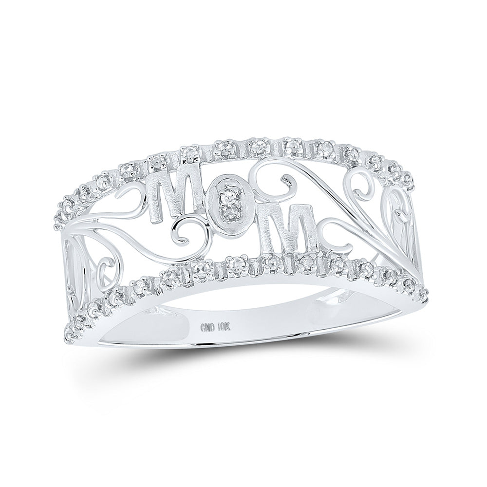 10K Yellow Or White Or Rose Gold Womens Round Diamond Mom Band Ring , Womens Size: 5-10