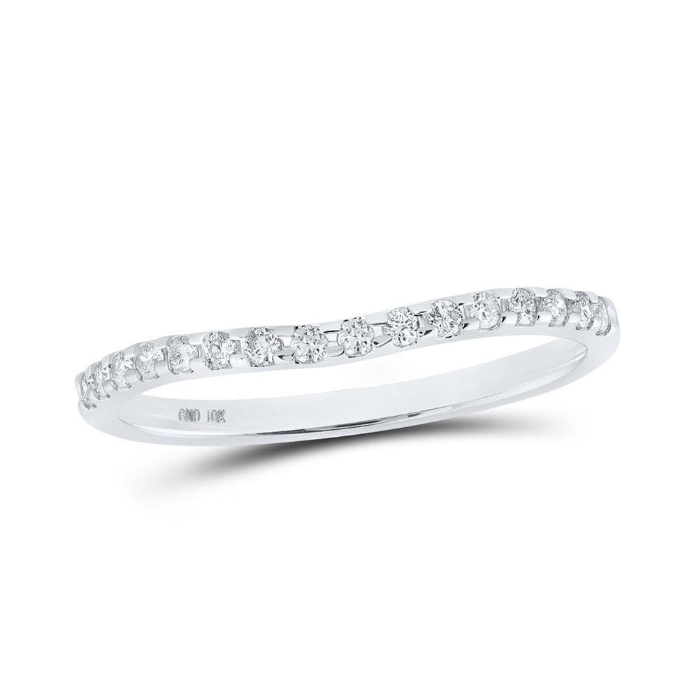 10K Yellow Or White Or Rose Gold Womens Round Diamond Curved Band Ring , Womens Size: 5-10