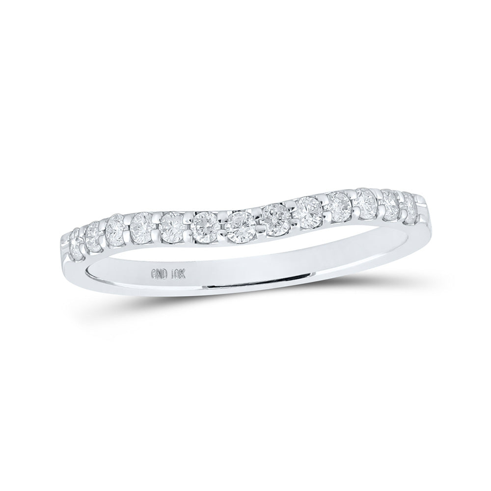 10K Yellow Or White Or Rose Gold Womens Round Diamond Curved Band Ring , Womens Size: 5-10
