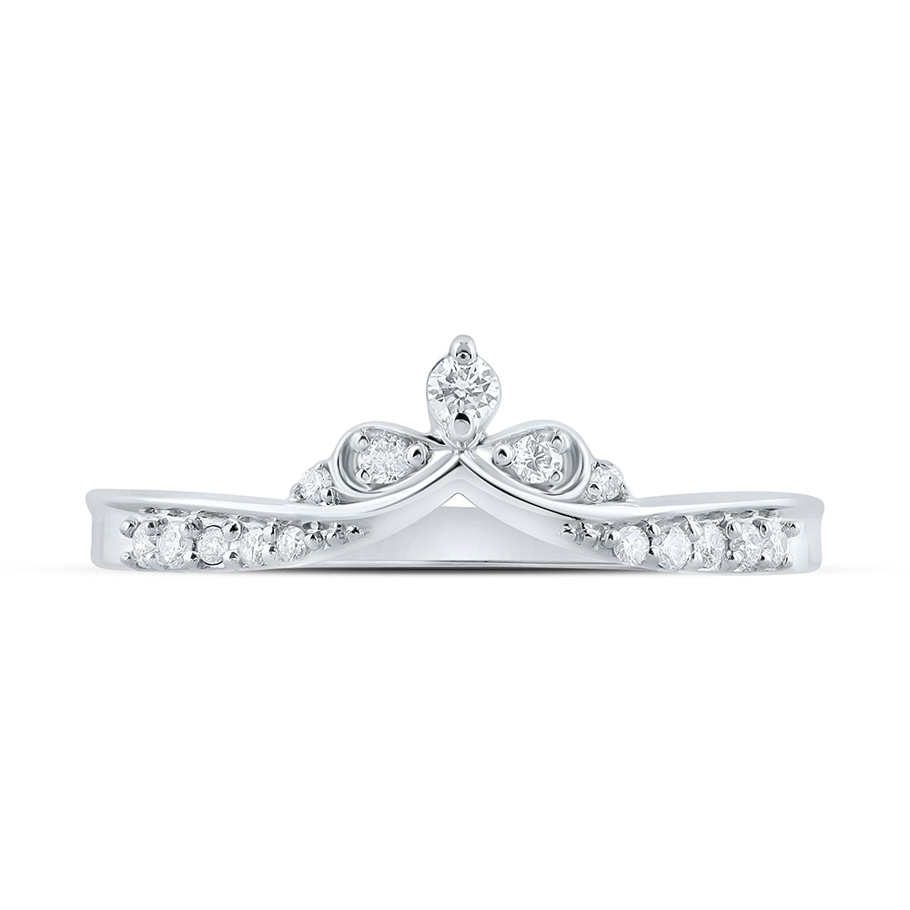 10K White Gold Womens Round Diamond Chevron Band Ring 1/8 Cttw, Womens Size: 5-10