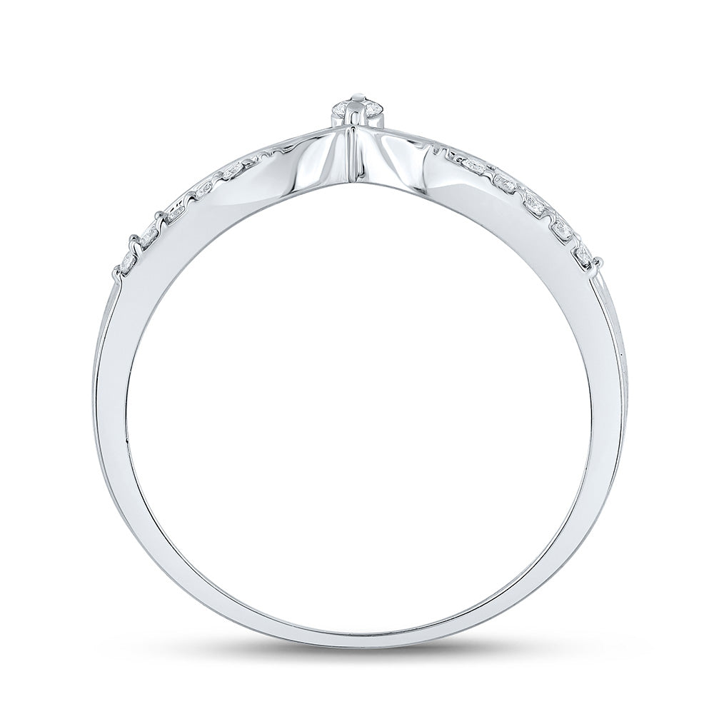 10K White Gold Womens Round Diamond Chevron Band Ring 1/8 Cttw, Womens Size: 5-10