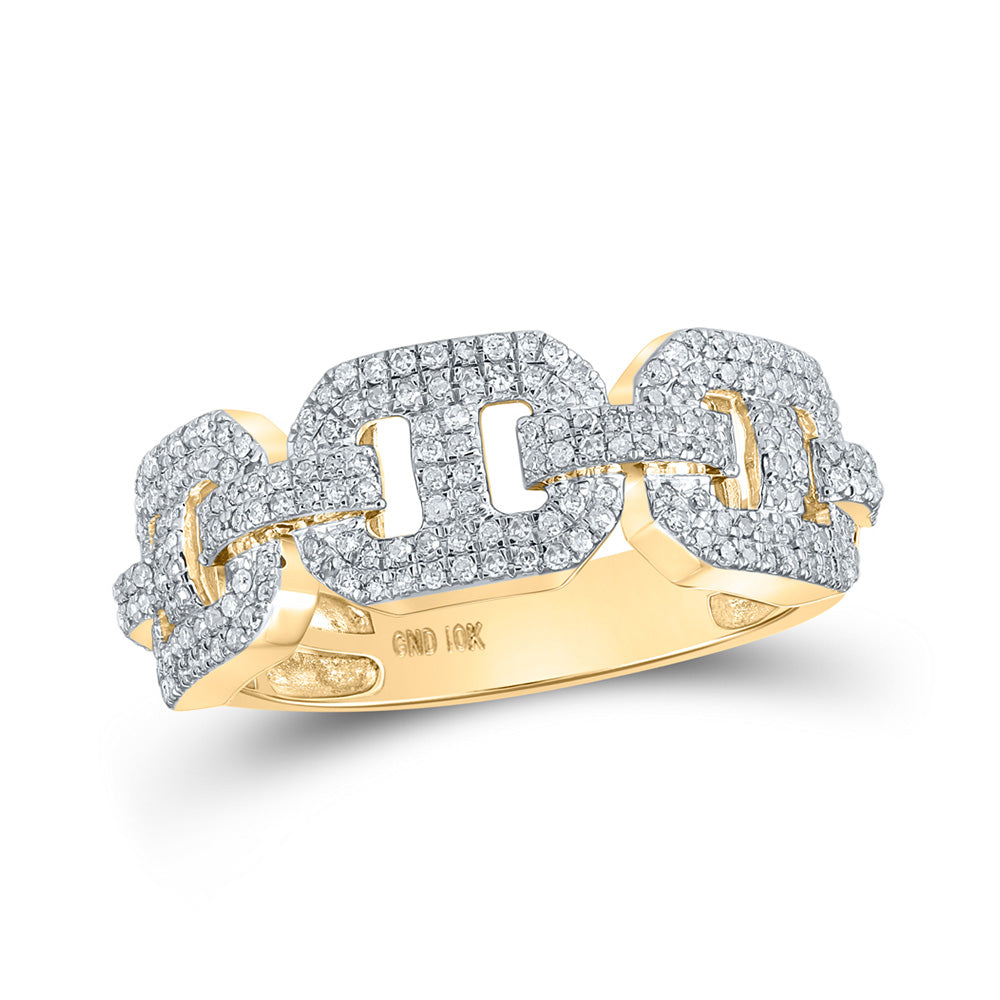 10K Yellow Gold Mens Round Diamond Band Ring 5/8 Cttw, Mens Size: 7-13