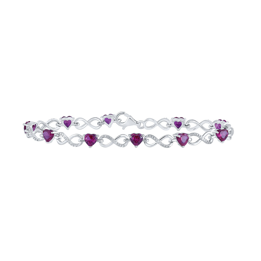 Sterling Silver Womens Heart Synthetic Infinity Bracelet