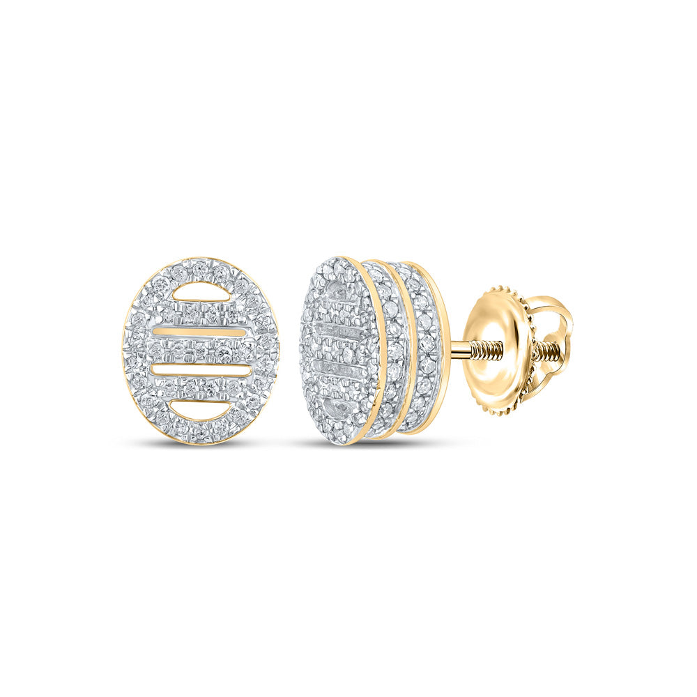 10K Yellow Gold Womens Round Diamond Oval Earrings 1/2 Cttw