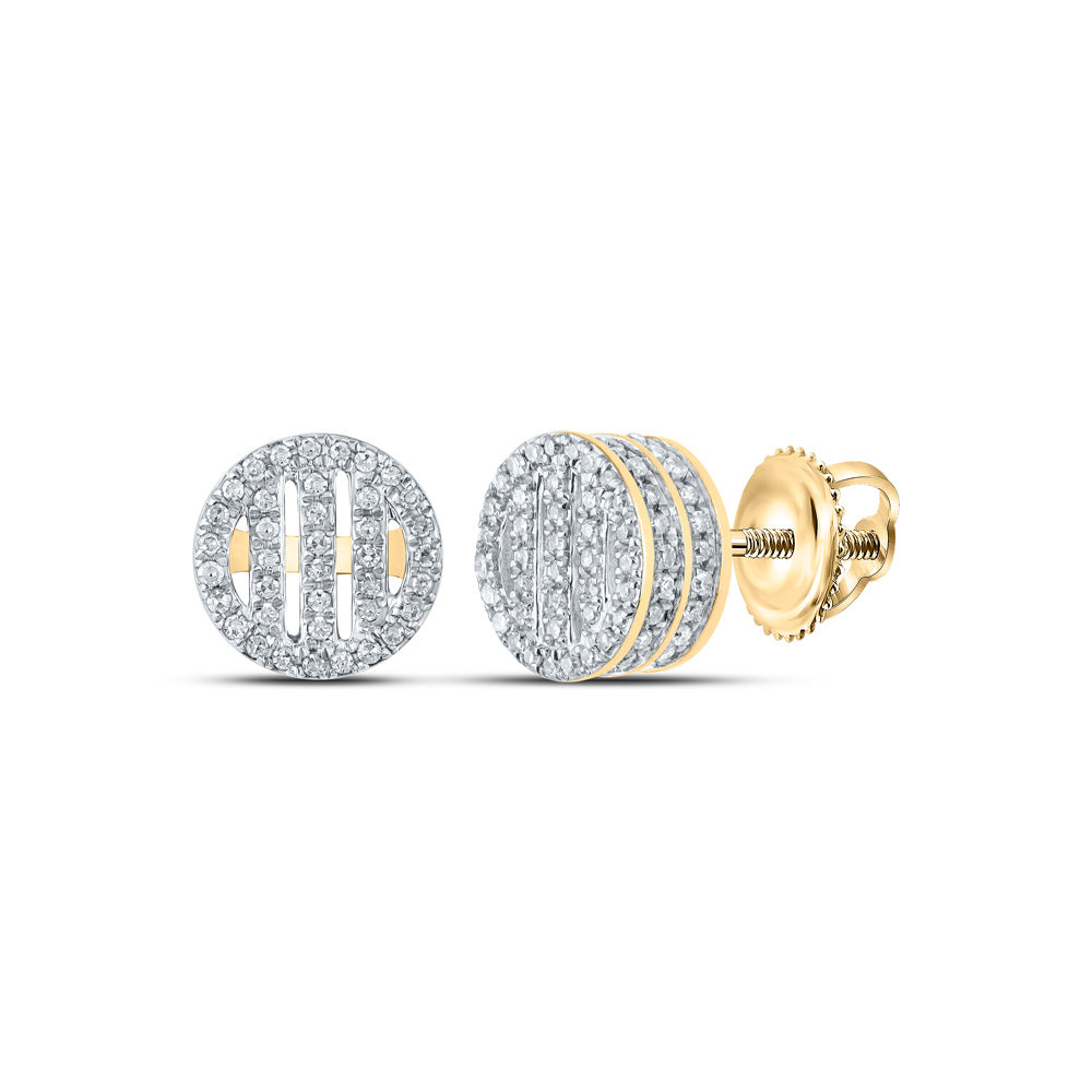 10K Yellow Gold Womens Round Diamond Circle Earrings 1/2 Cttw