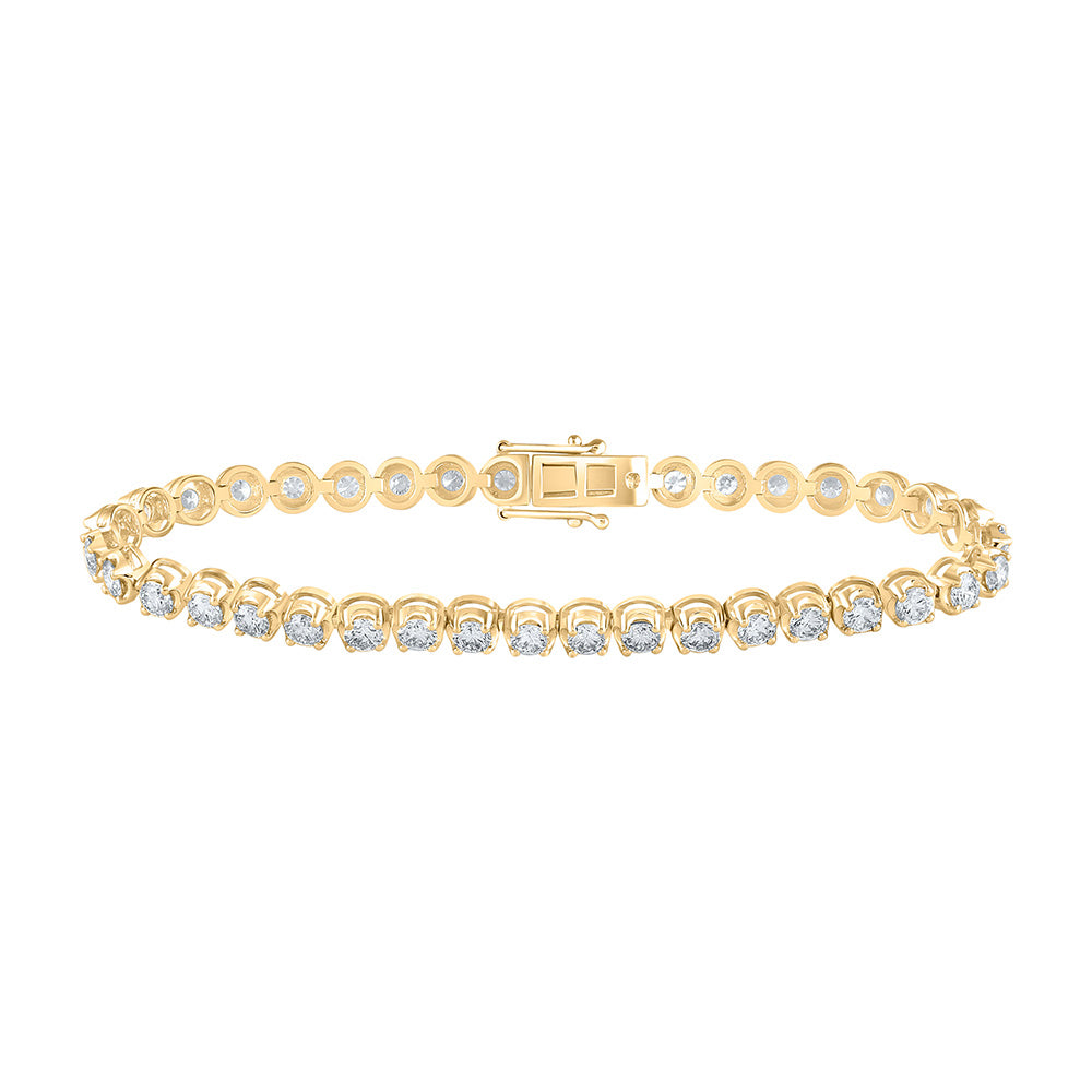 14K Yellow Gold Womens Round Diamond Studded Tennis Bracelet 5 Cttw
