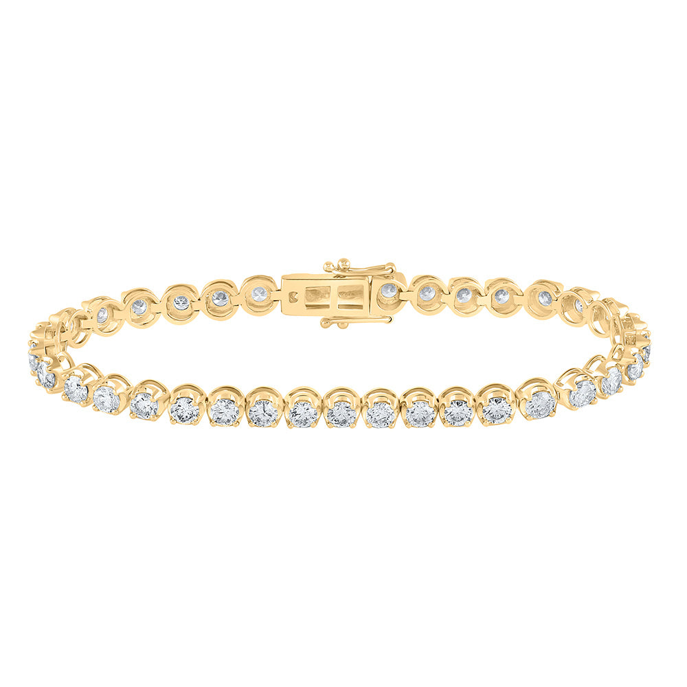 14K Yellow Gold Womens Round Diamond Studded Tennis Bracelet 6 Cttw