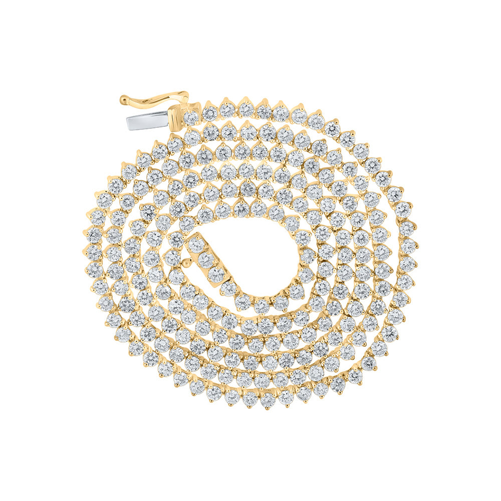10K Yellow Gold Mens Round Diamond 22-inch Link Chain Necklace 11 Cttw, Length: 22.01 In, Width: 0.1 In