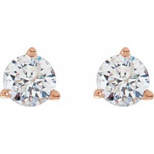 14K Rose Gold Round 3.4Mm Si2-Si3, G-H 1/3 Ctw Natural Diamond 3-Prong Friction Back Stud Earrings