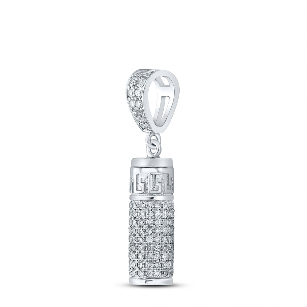 10K Yellow Or Rose Or White Gold Mens Round Diamond Urn Cylinder Charm Pendant 1 Cttw, Length: 1.18 In, Width: 0.29 In
