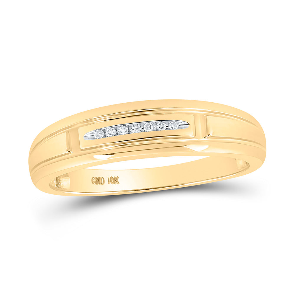 10K Yellow Gold His Hers Round Diamond Halo Matching Wedding Set 1/10 Cttw, Womens Size: 5-10, Mens Size: 7-13