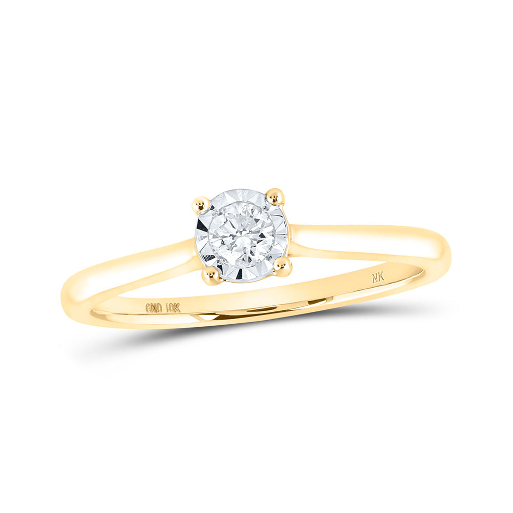 10K Yellow Or White Gold Womens Round Diamond Solitaire Ring 1/6 Cttw, Womens Size: 5-10