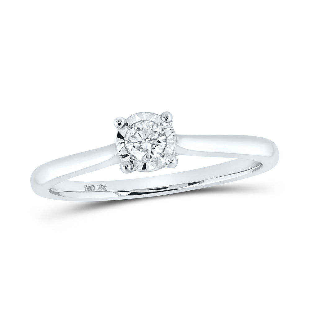 10K Yellow Or White Gold Womens Round Diamond Solitaire Ring 1/6 Cttw, Womens Size: 5-10