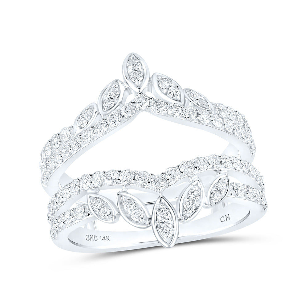14K White Gold Womens Round Diamond Wrap Enhancer Wedding Band 1 Cttw, Womens Size: 5-10