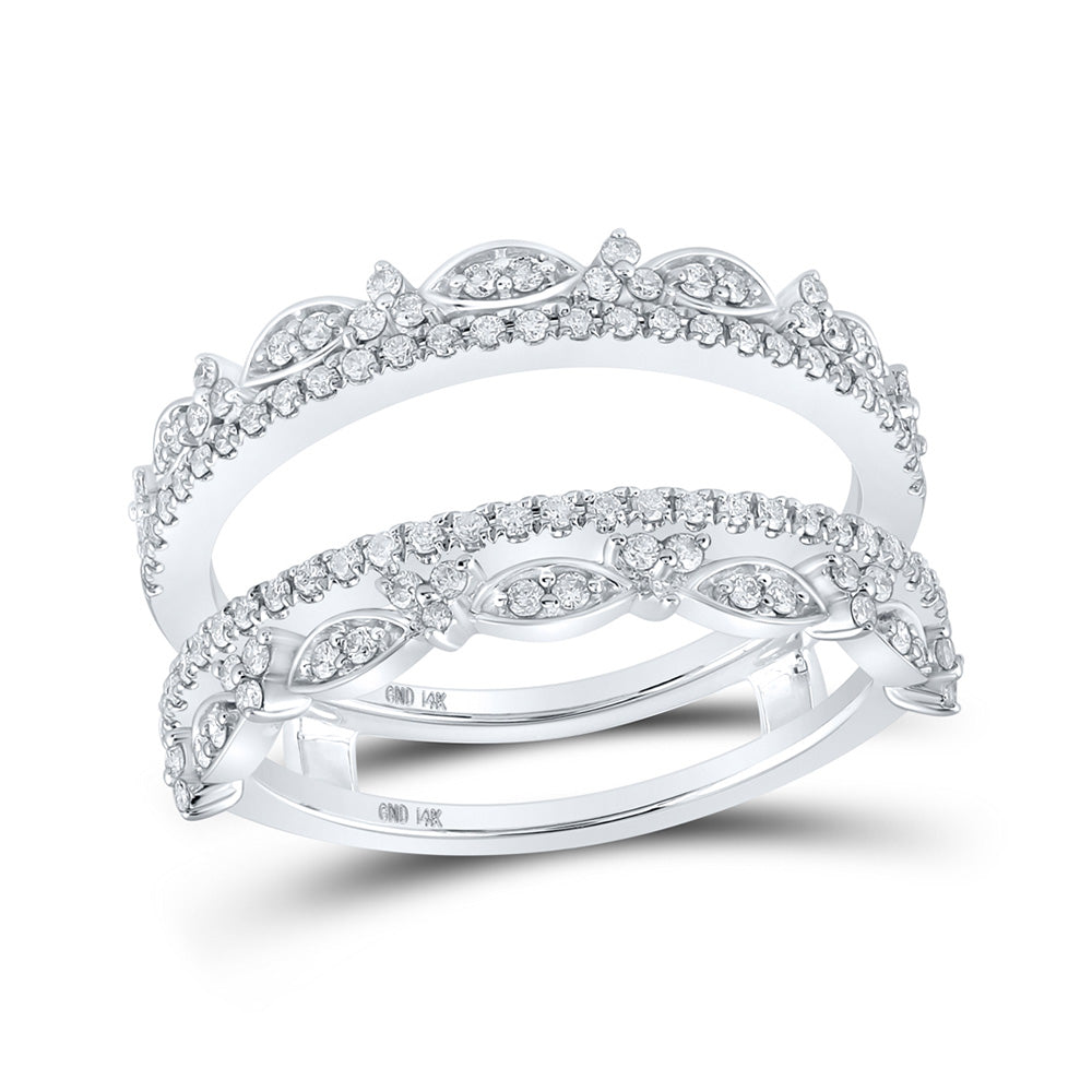 14K White Gold Womens Round Diamond Wrap Enhancer Wedding Band 1/2 Cttw, Womens Size: 5-10