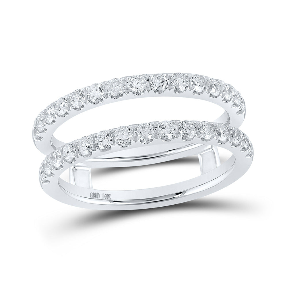 14K White Gold Womens Round Diamond Wrap Enhancer Wedding Band 3/4 Cttw, Womens Size: 5-10
