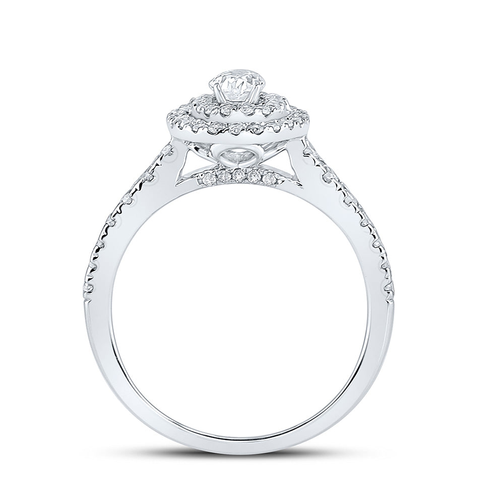 14K White Gold Oval Diamond Halo Bridal Wedding Engagement Ring 1 Cttw, Womens Size: 5-10