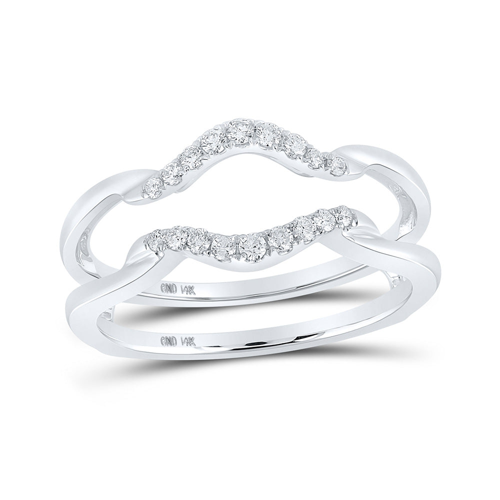 14K White Gold Womens Round Diamond Wrap Enhancer Wedding Band 1/5 Cttw, Womens Size: 5-10