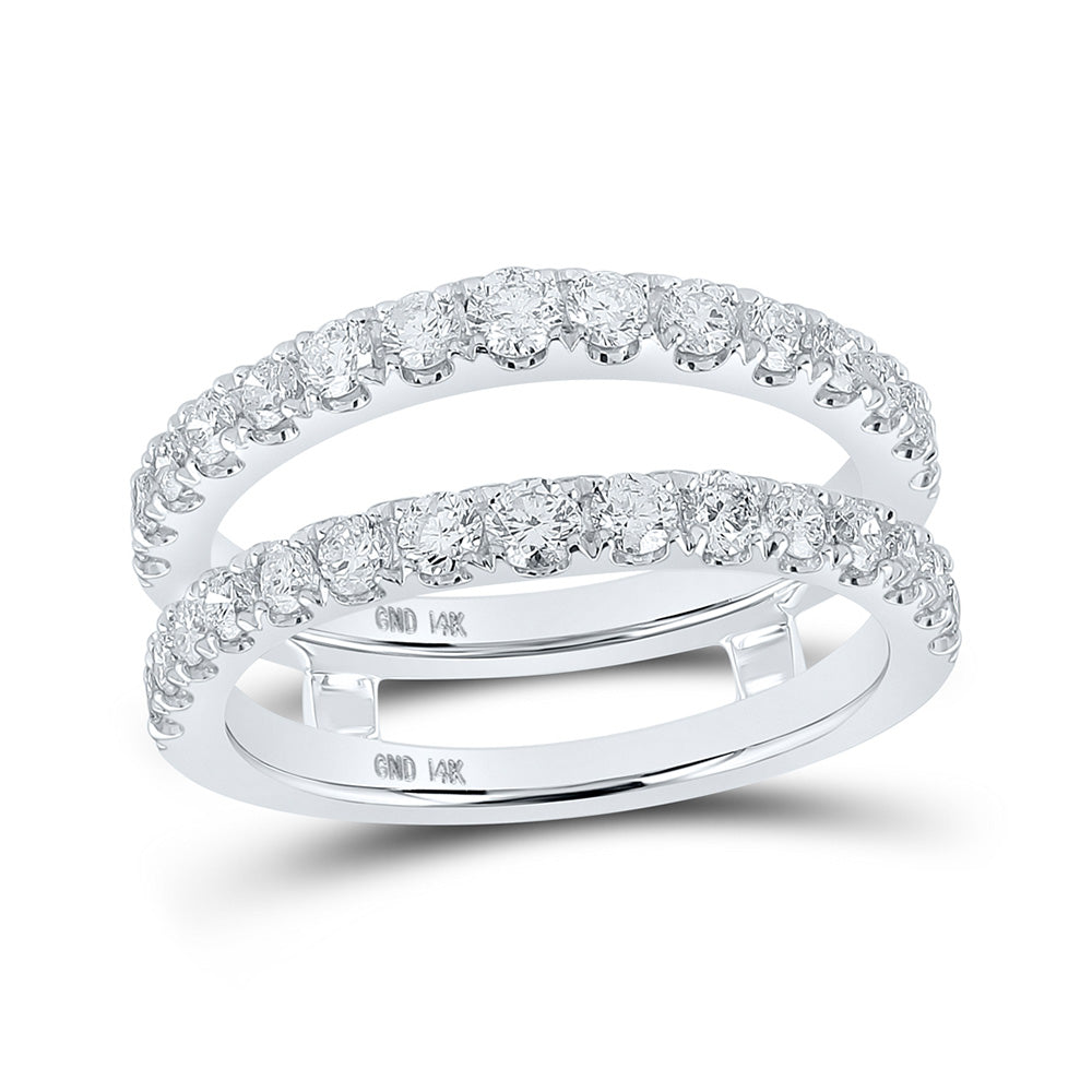 14K White Gold Womens Round Diamond Wrap Enhancer Wedding Band 1 Cttw, Womens Size: 5-10
