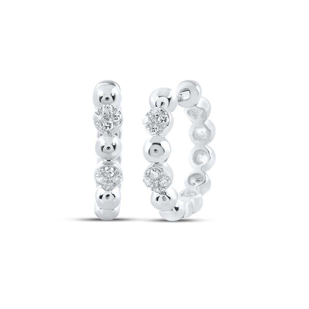10K Yellow Or White Or Rose Gold Womens Round Diamond Hoop Earrings