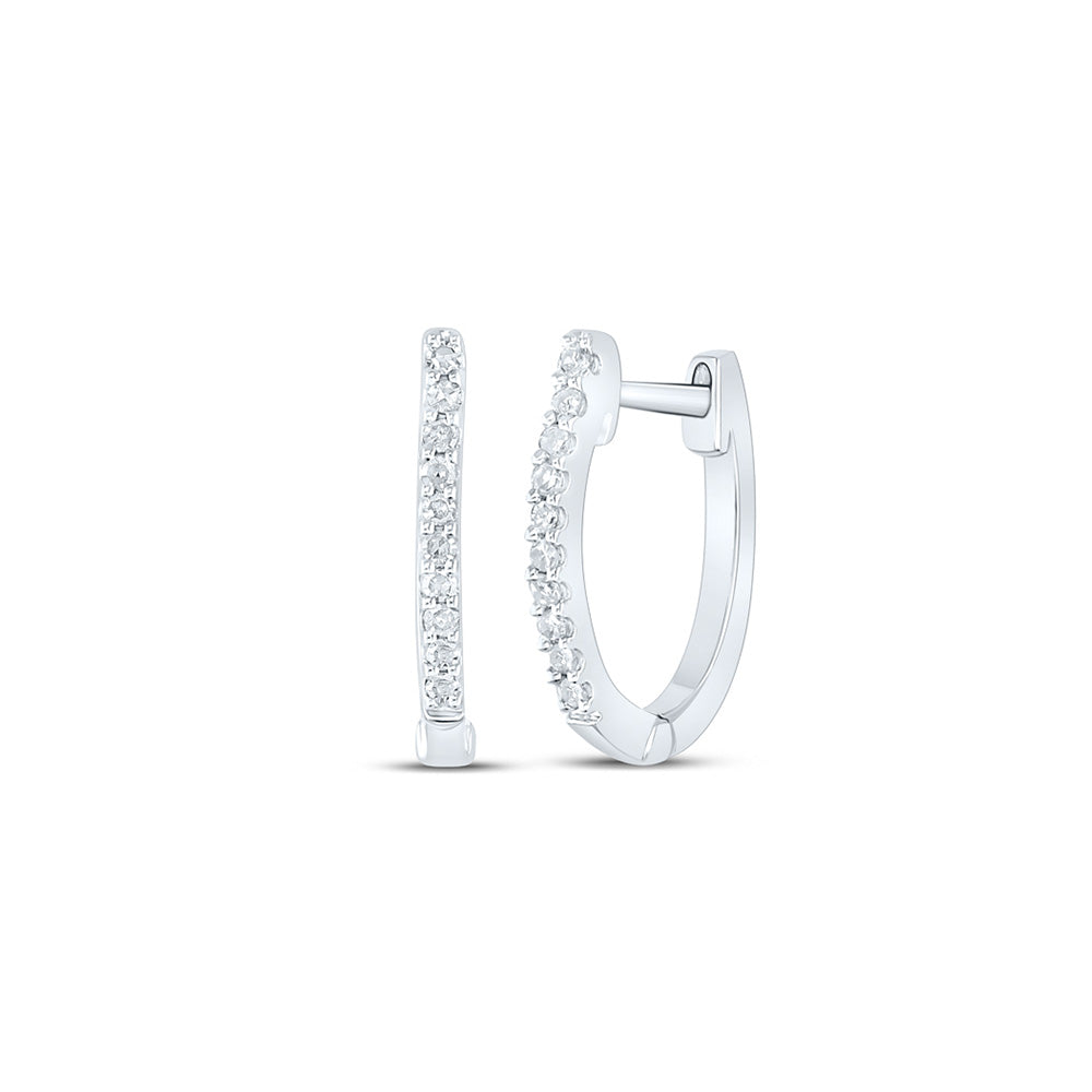 10K Yellow Or White Or Rose Gold Womens Round Diamond Hoop Earrings