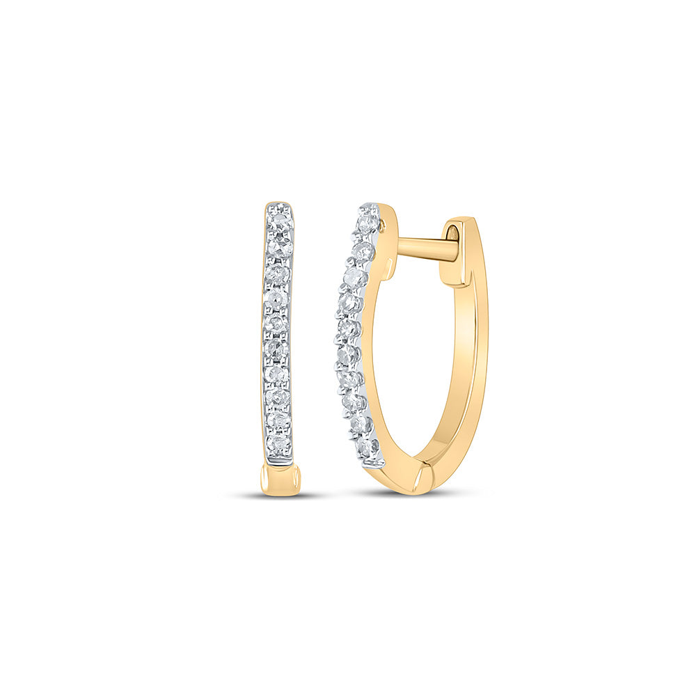 10K Yellow Or White Or Rose Gold Womens Round Diamond Hoop Earrings