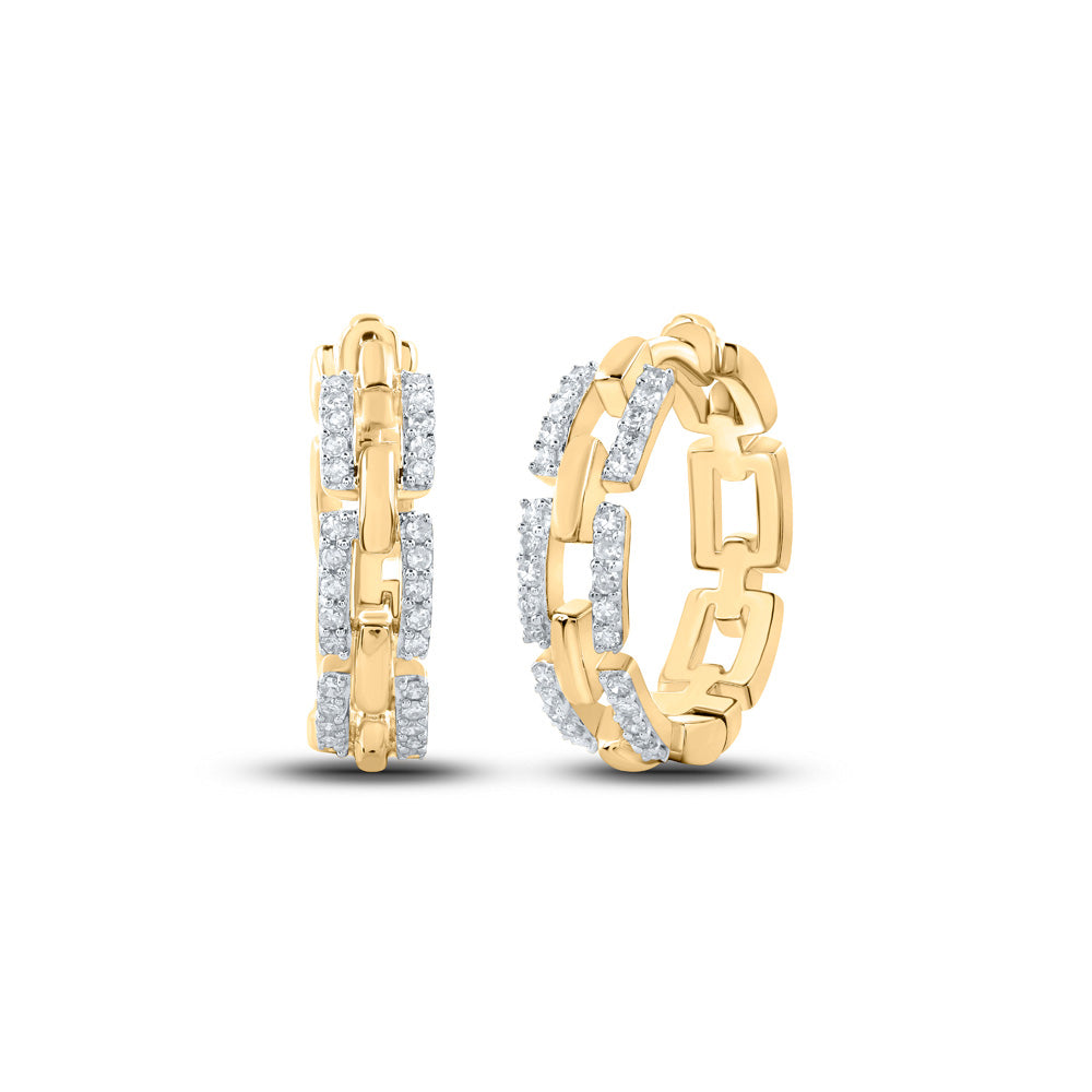 10K Yellow Or White Or Rose Gold Womens Round Diamond Hoop Earrings