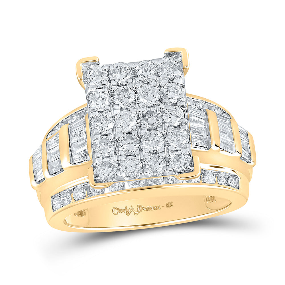10K Yellow Or White Or Rose Gold Round Diamond Cluster Bridal Wedding Engagement Ring , Womens Size: 5-10
