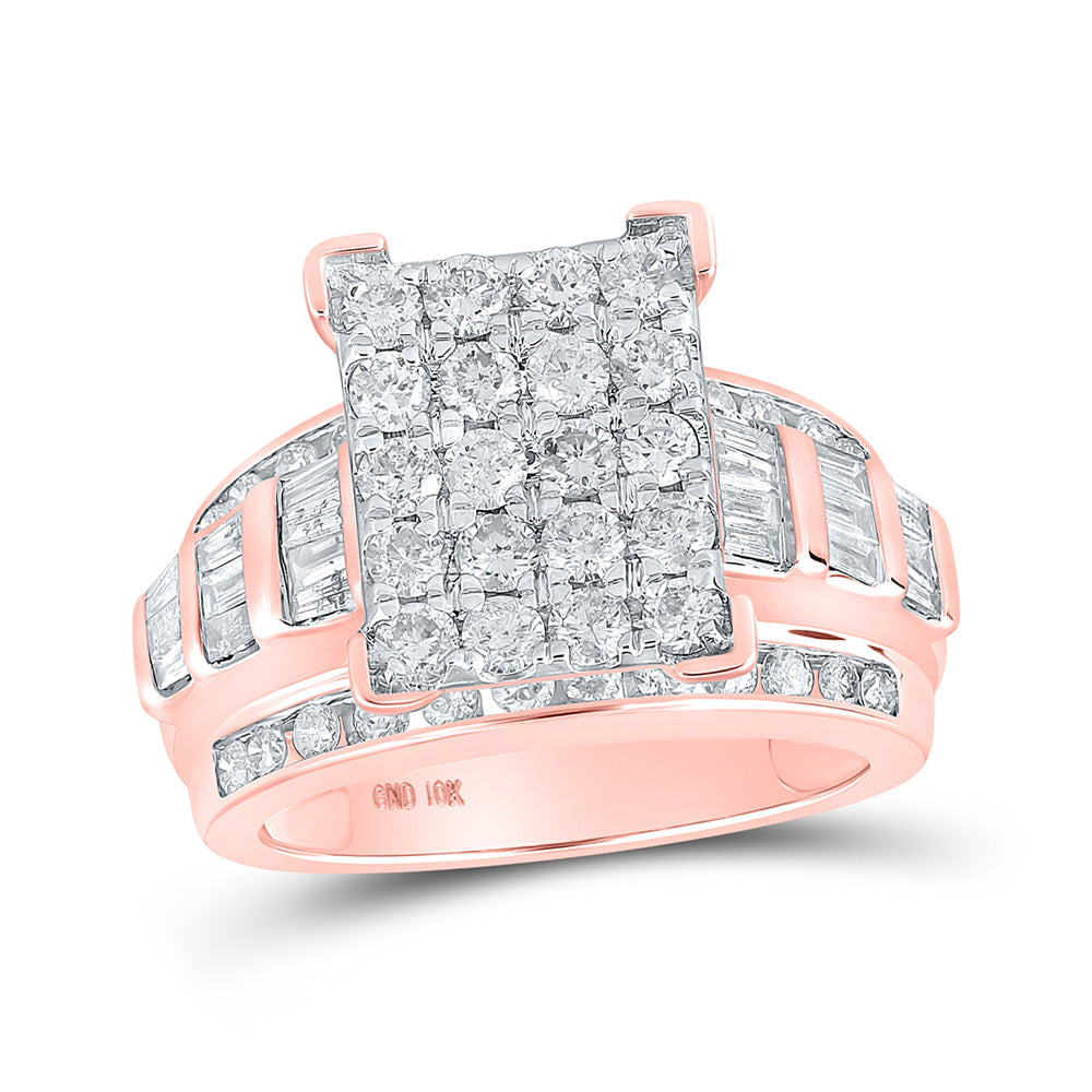 10K Yellow Or White Or Rose Gold Round Diamond Cluster Bridal Wedding Engagement Ring , Womens Size: 5-10