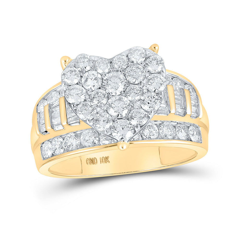 10K Yellow Or White Or Rose Gold Round Diamond Heart Bridal Wedding Engagement Ring , Womens Size: 5-10