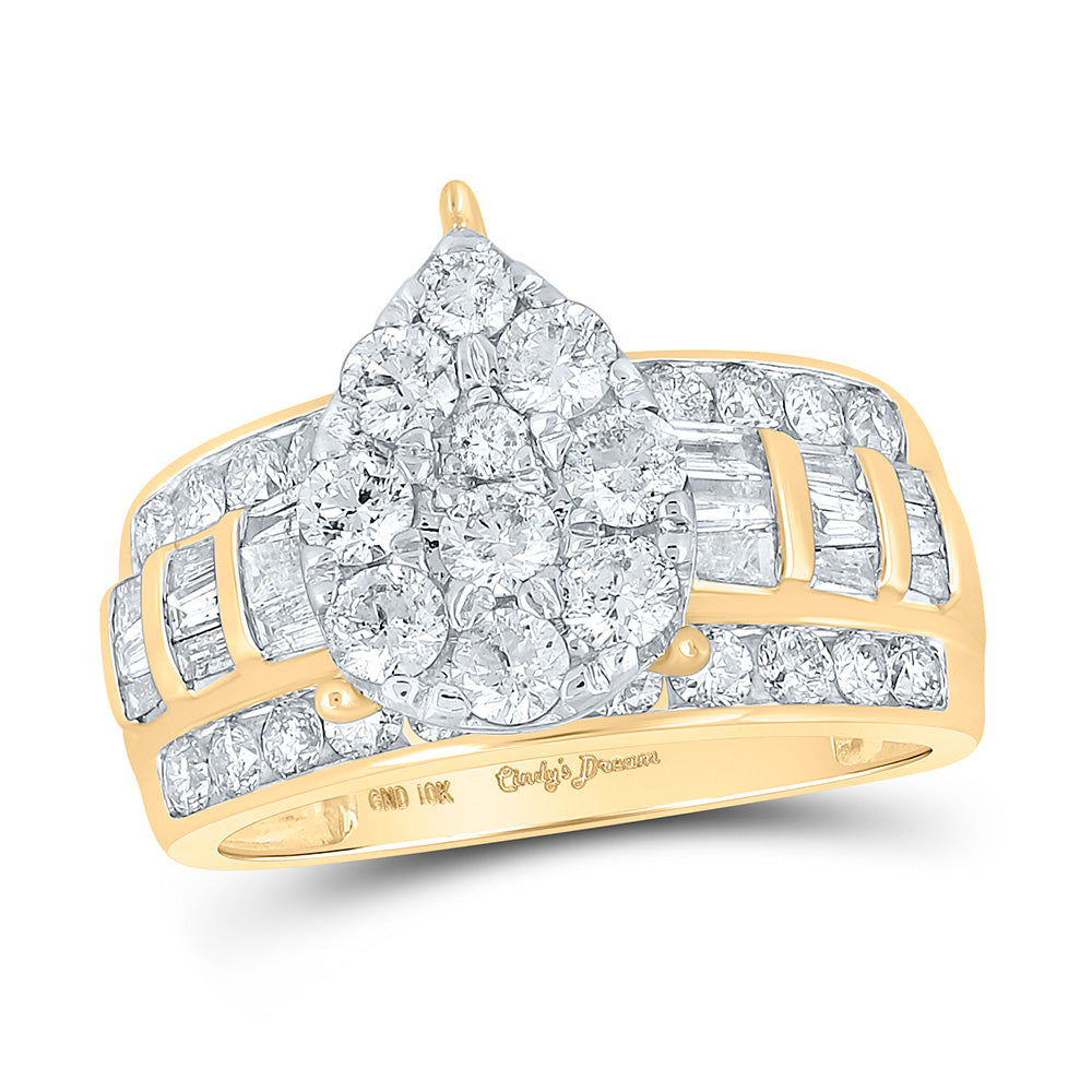 10K Yellow Or White Or Rose Gold Round Diamond Teardrop Bridal Wedding Engagement Ring , Womens Size: 5-10