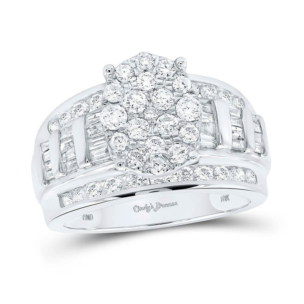 10K White Gold Round Diamond Oval Bridal Wedding Engagement Ring 1-1/2 Cttw, Womens Size: 5-10