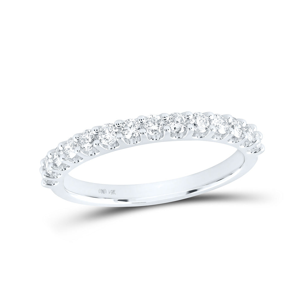 14K White Gold Womens Round Diamond Wedding Single Row Band 1/6 Cttw, Womens Size: 5-10