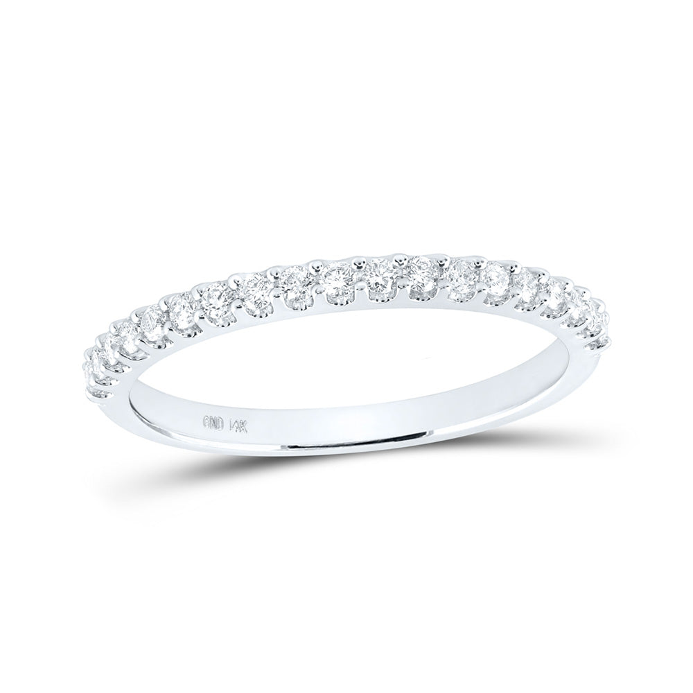 14K White Gold Womens Round Diamond Wedding Single Row Band 1/4 Cttw, Womens Size: 5-10