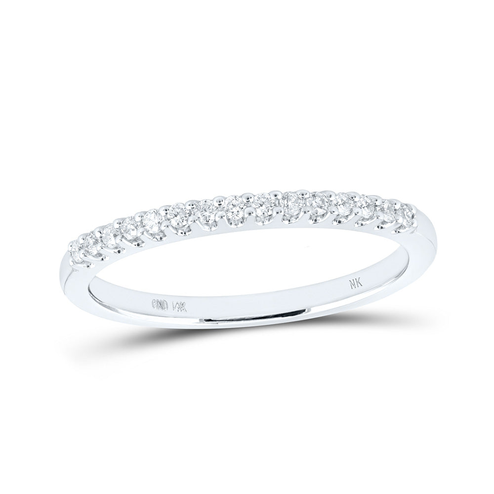 14K White Gold Womens Round Diamond Wedding Single Row Band 1/2 Cttw, Womens Size: 5-10