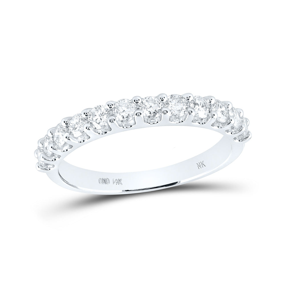 14K White Gold Womens Round Diamond Wedding Single Row Band 3/4 Cttw, Womens Size: 5-10