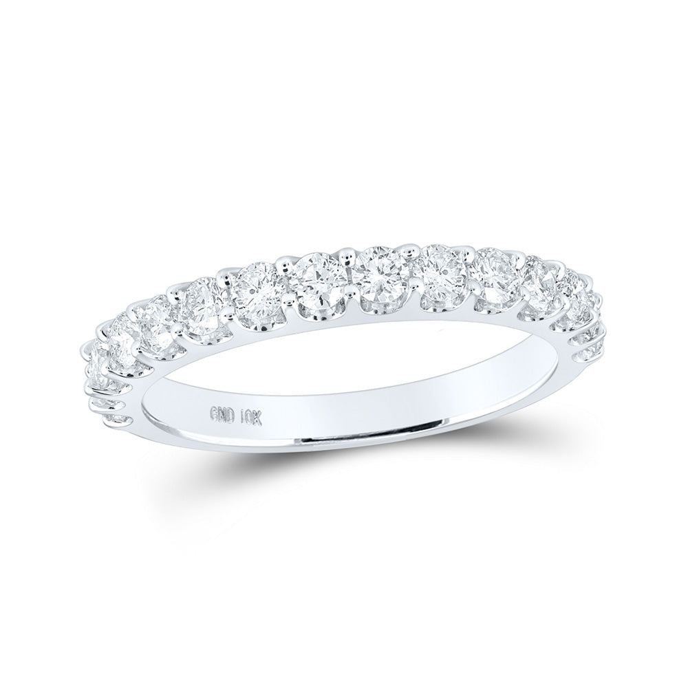 14K White Gold Womens Round Diamond Wedding Single Row Band 7/8 Cttw, Womens Size: 5-10