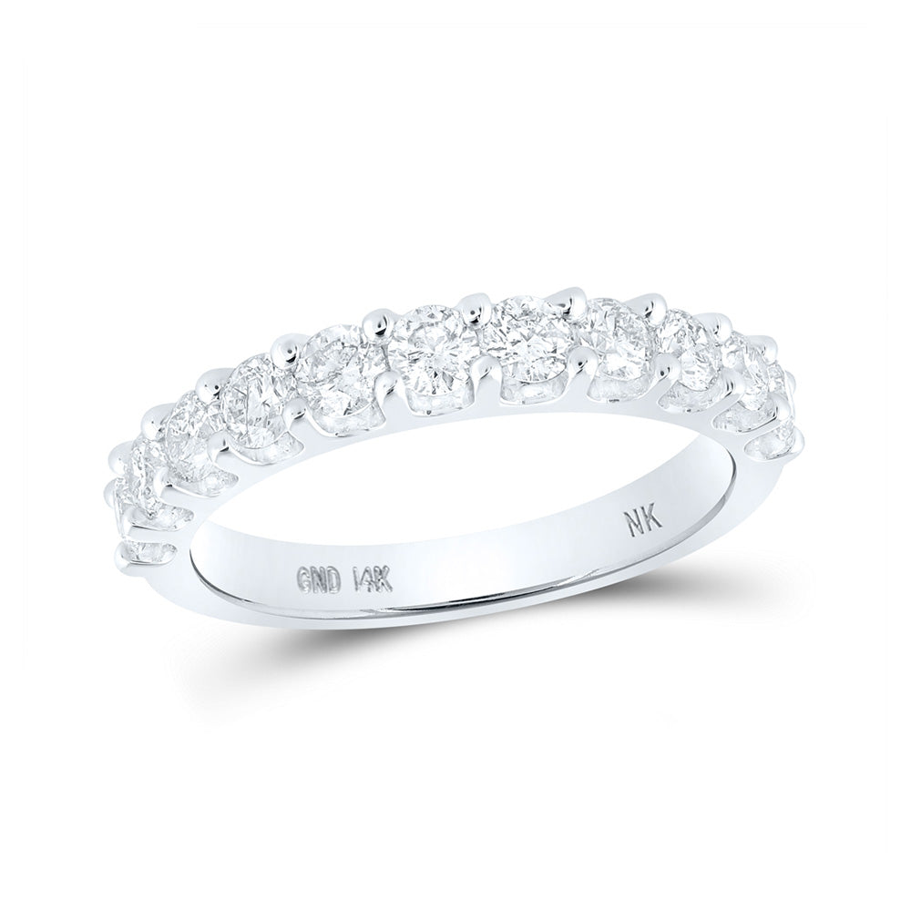 14K White Gold Womens Round Diamond Wedding Band 1 Cttw, Womens Size: 5-10