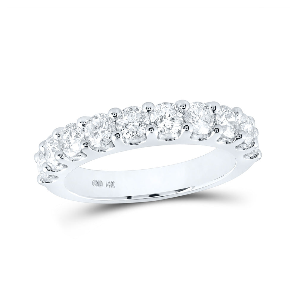 14K White Gold Womens Round Diamond Wedding Band 1-1/2 Cttw, Womens Size: 5-10