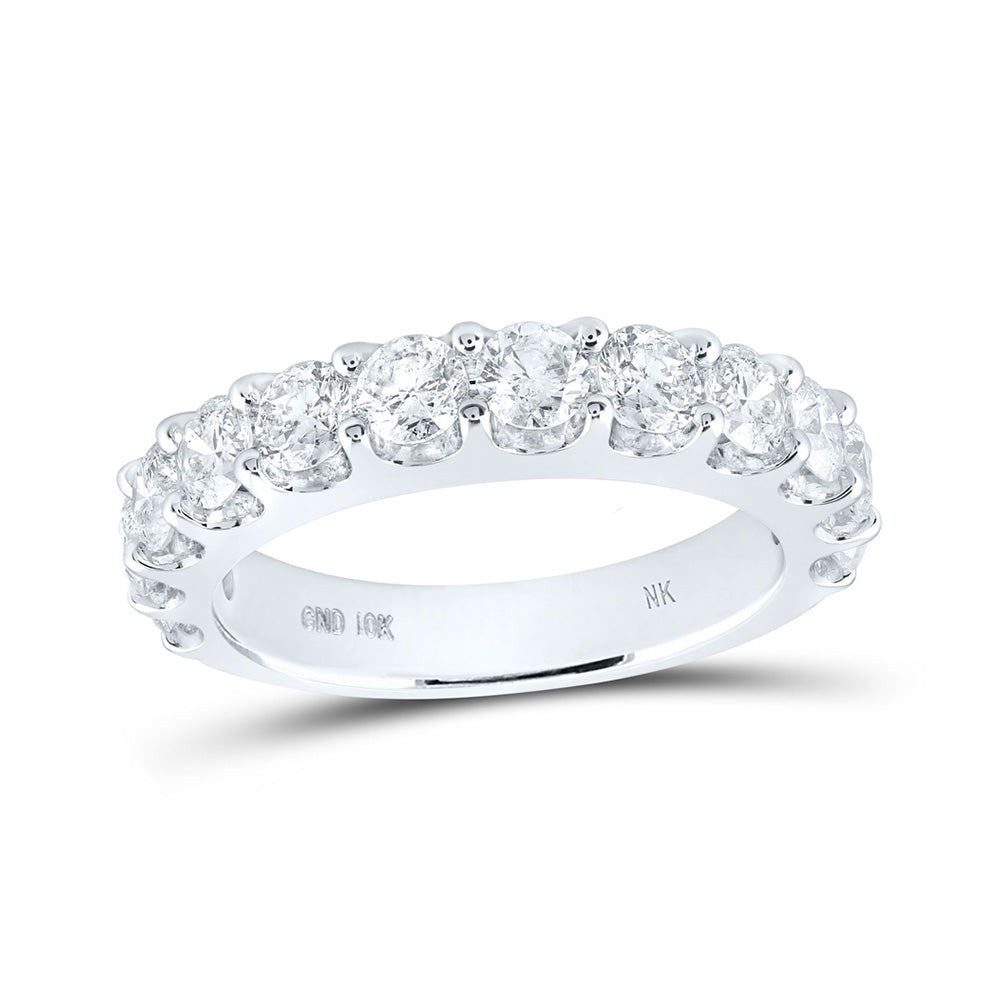 14K White Gold Womens Round Diamond Wedding Single Row Band 2 Cttw, Womens Size: 5-10