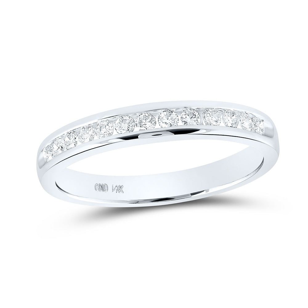 14K White Gold Womens Round Diamond Wedding Single Channel Band 1/4 Cttw, Womens Size: 5-10