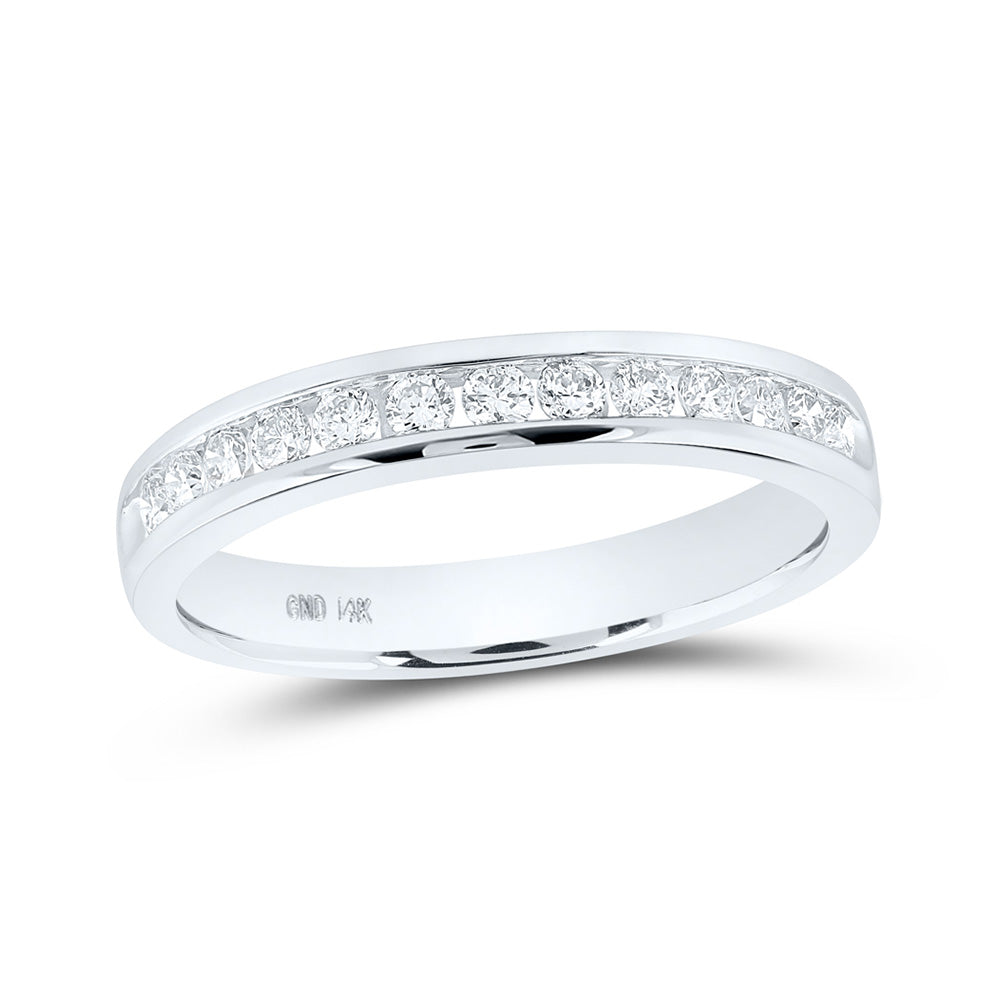 14K White Gold Womens Round Diamond Wedding Band 1/3 Cttw, Womens Size: 5-10