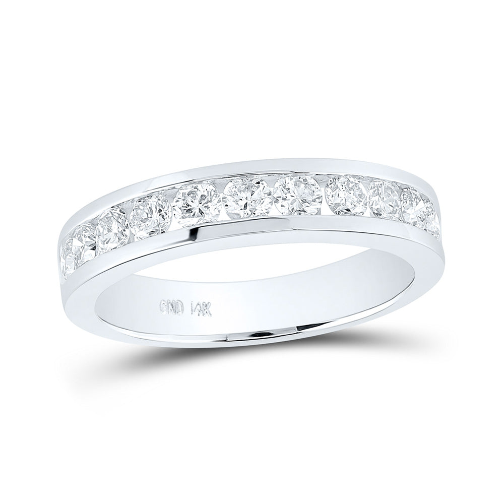 14K White Gold Womens Round Diamond Wedding Single Row Band 3/4 Cttw, Womens Size: 5-10