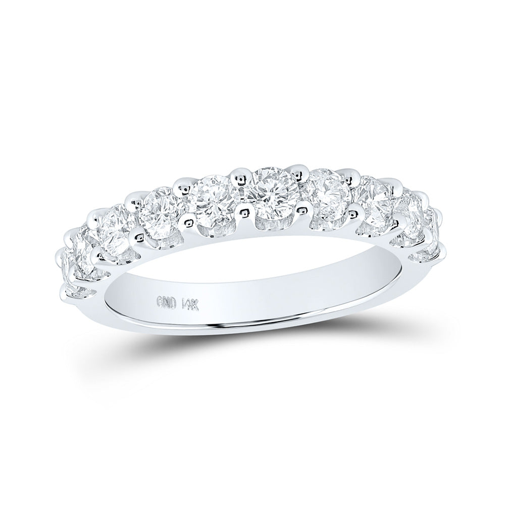 14K White Gold Womens Round Diamond Wedding Band 1-1/4 Cttw, Womens Size: 5-10