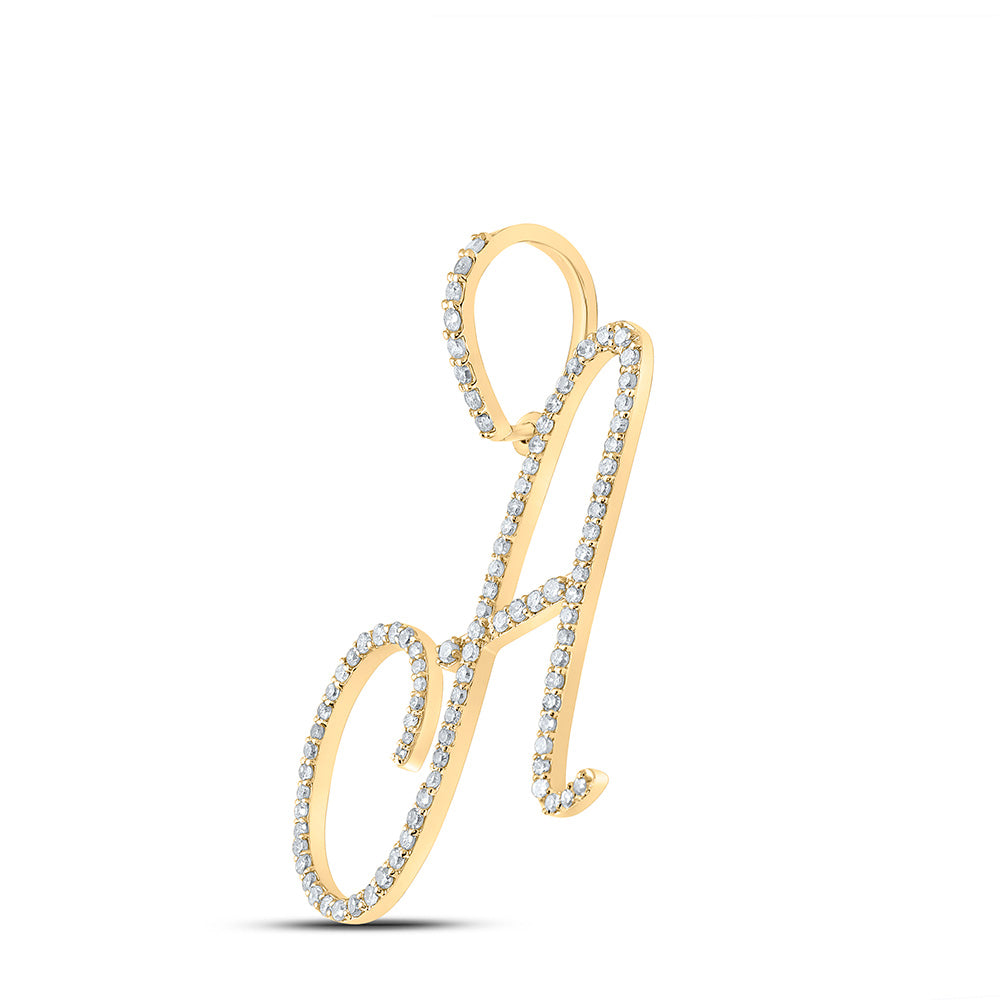 10K White Or Yellow Gold Womens Round Diamond A Initial Letter Pendant