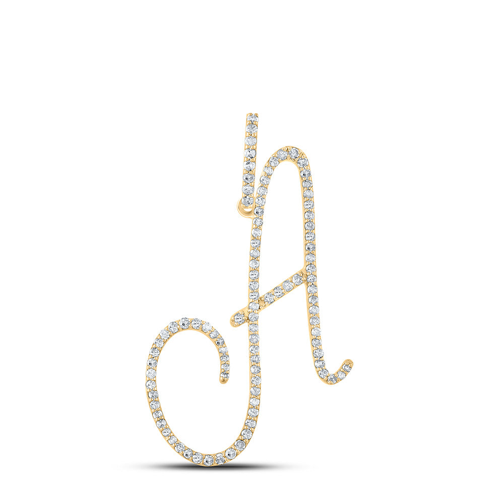 10K White Or Yellow Gold Womens Round Diamond A Initial Letter Pendant
