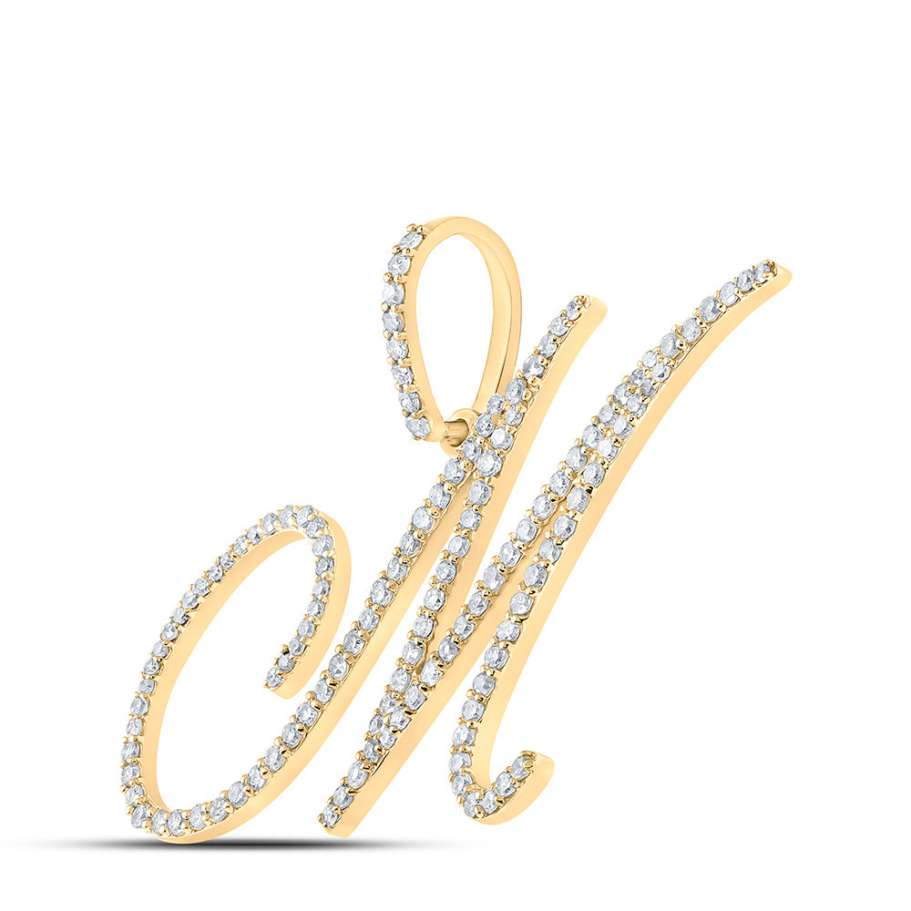 10K White Or Yellow Gold Womens Round Diamond Initial Letter Pendant