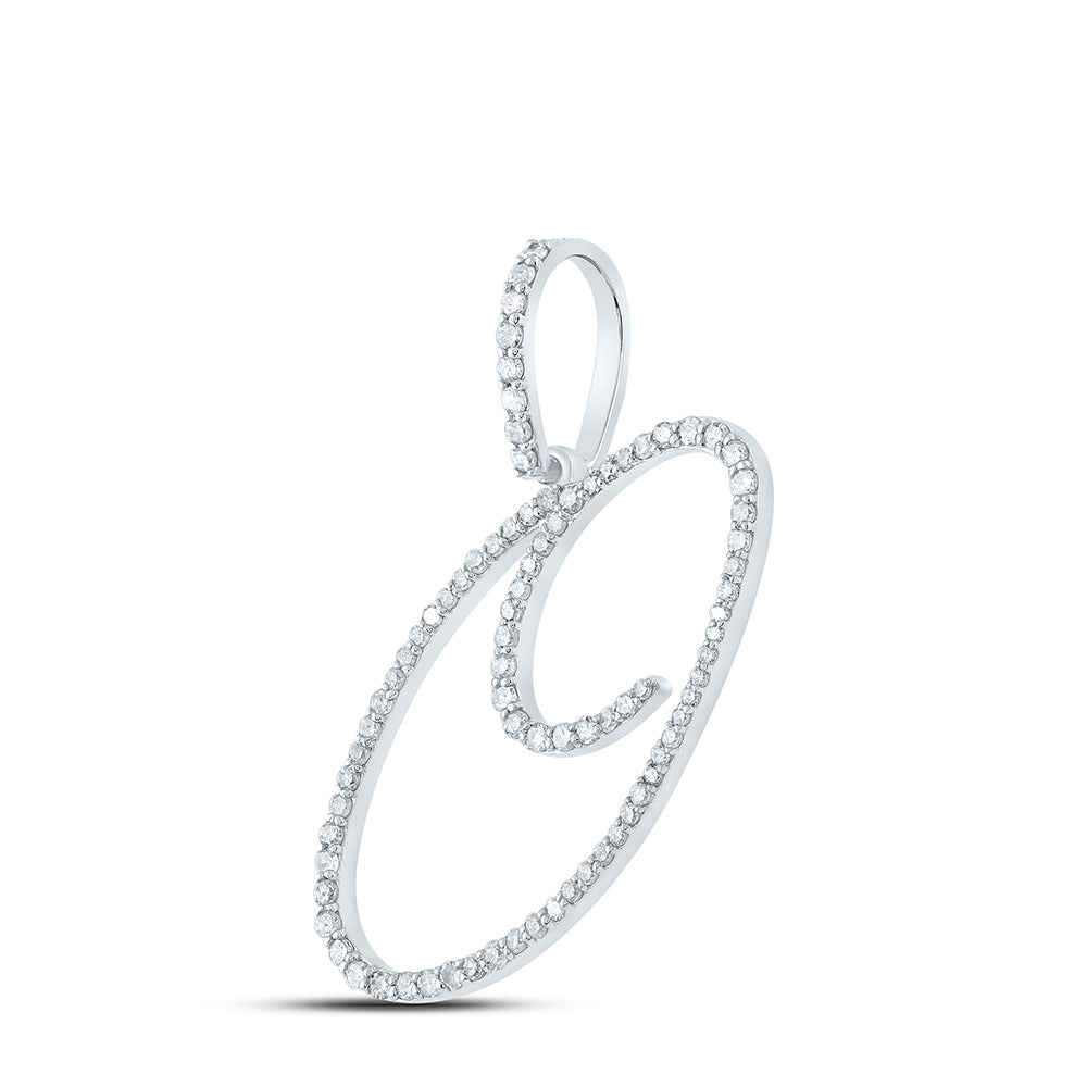 10K White Or Yellow Gold Womens Round Diamond O Initial Letter Pendant